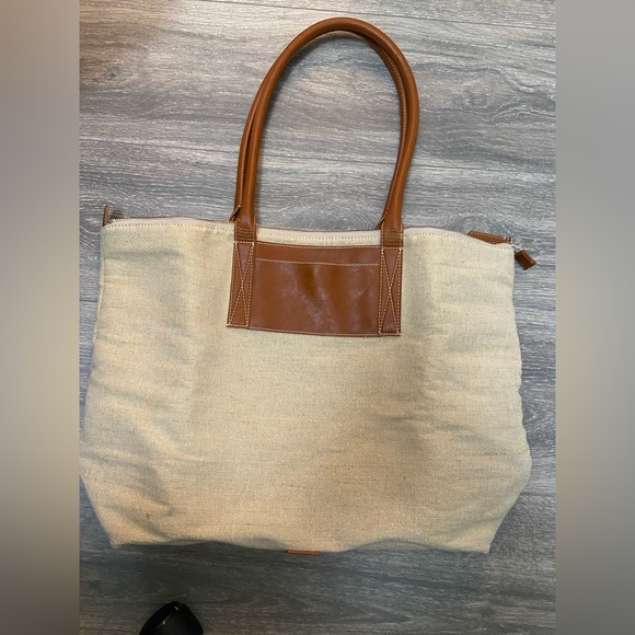 Nordstrom Large Woven Canvas Shoulder Straps Work Tote , Weekend Carry On Bag - Picture 5 of 9